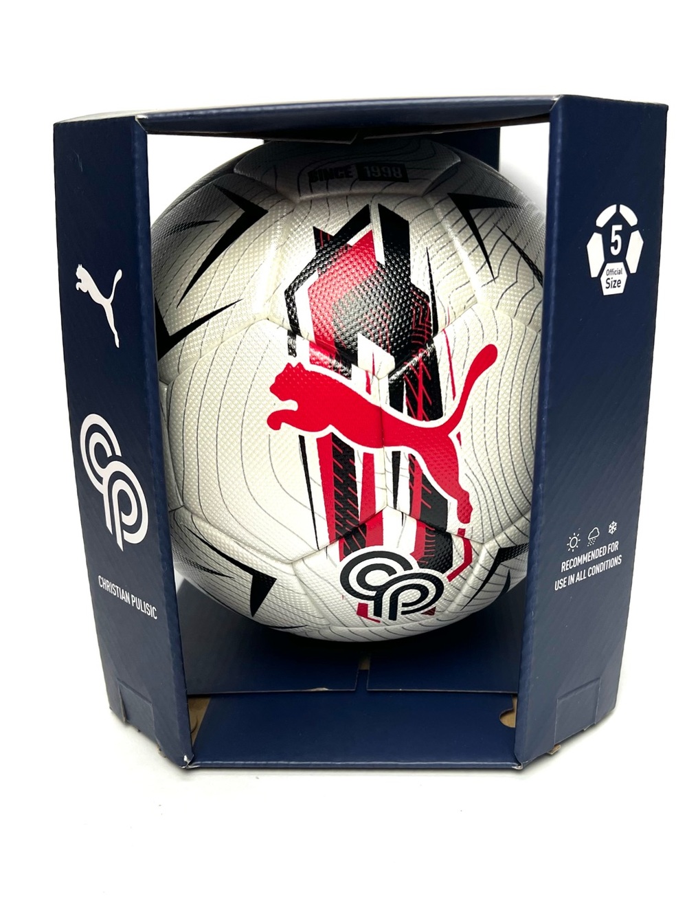 Puma Soccer Ball Size 5 Christian Pulisic Never Stop Performance White Red Black